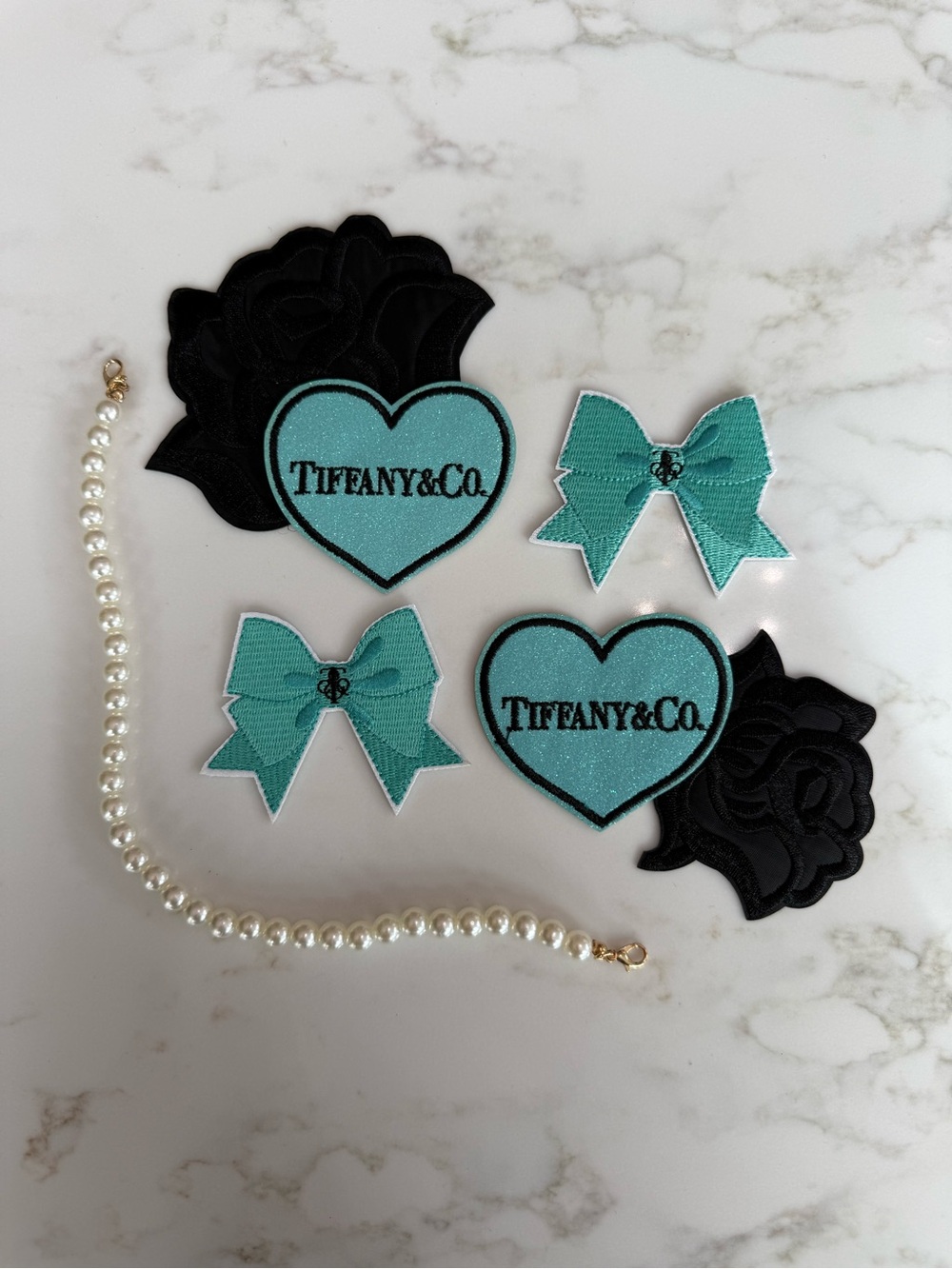Hand Crafted beautiful Heart and Bow w/Chain Patches